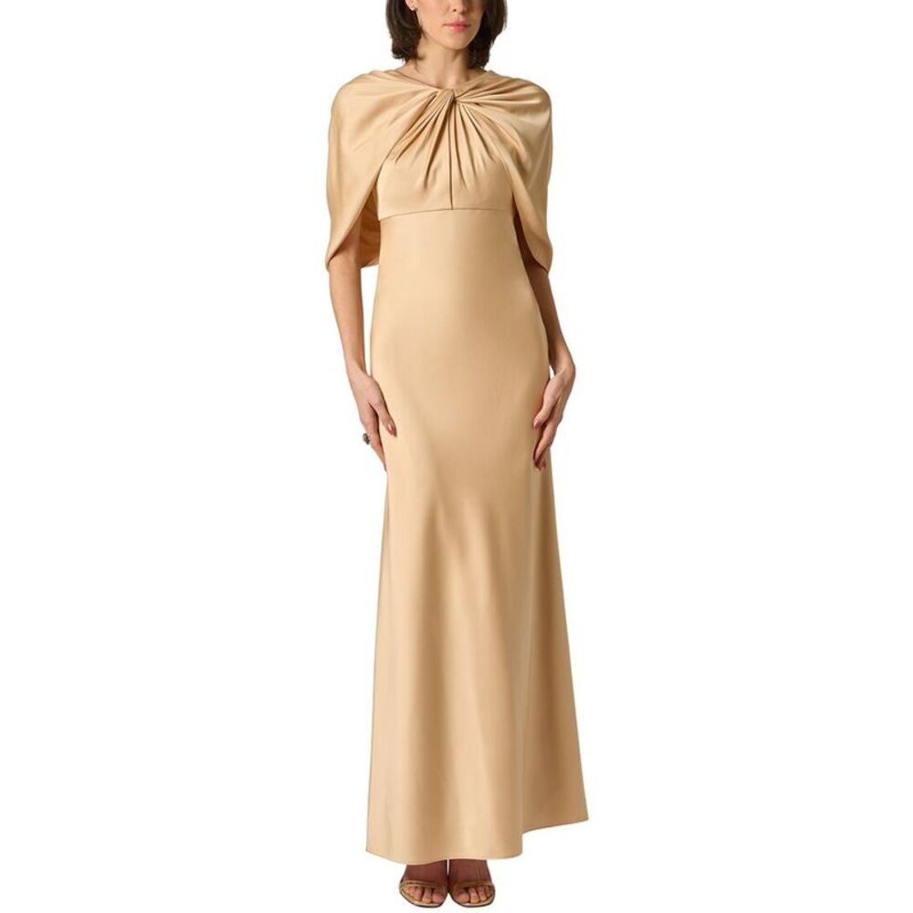 Aidan Mattox Womens Satin Cape Sleeve Long Dress